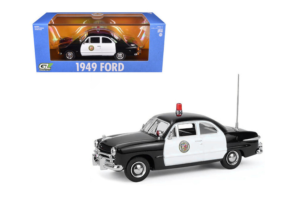 1949 Ford Custom Police Car "LAPD (Los Angeles Polie Department)", Black/White - Greenlight 86642 - 1/43 Scale Diecast Model Toy Car