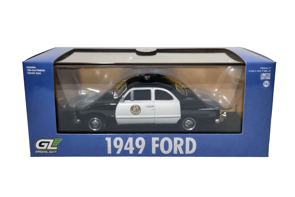 1949 Ford Custom Police Car "LAPD (Los Angeles Polie Department)", Black/White - Greenlight 86642 - 1/43 Scale Diecast Model Toy Car