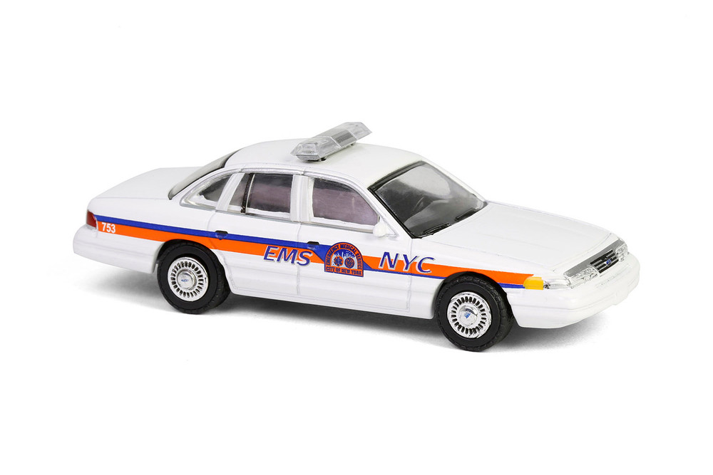 1994 Ford Crown Victoria NYC EMS "City of New York Emergency Service", White - Greenlight 67060C/48 - 1/64 Scale Diecast Model Toy Car