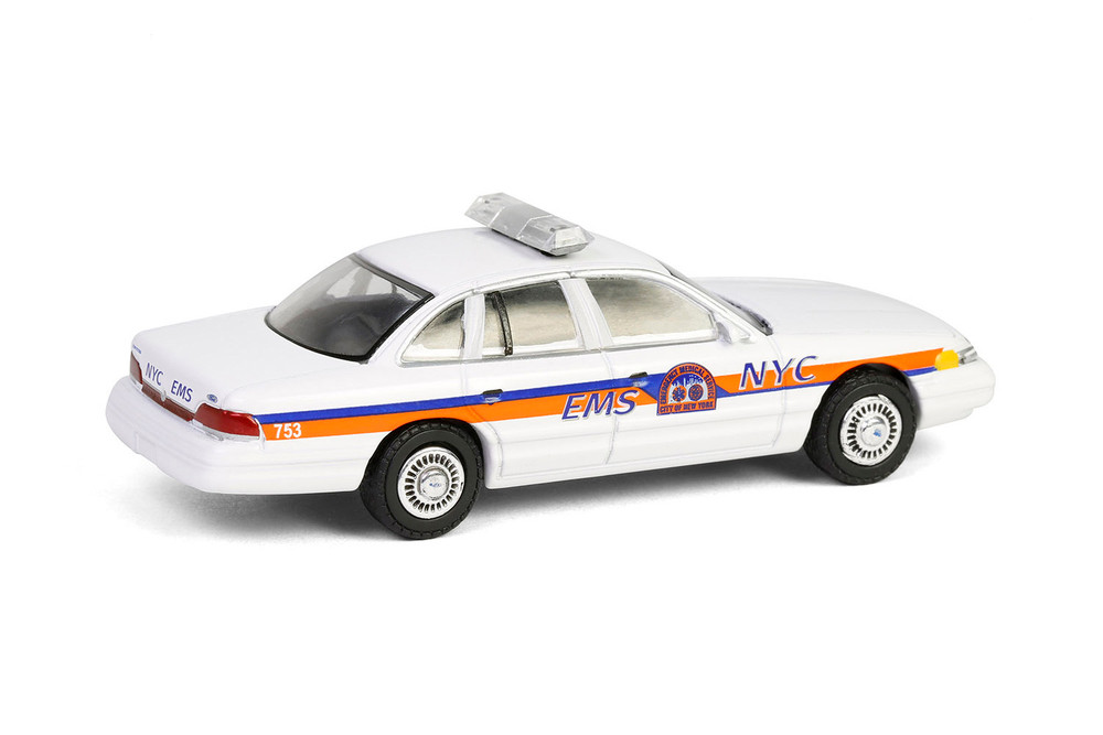 1994 Ford Crown Victoria NYC EMS "City of New York Emergency Service", White - Greenlight 67060C/48 - 1/64 Scale Diecast Model Toy Car