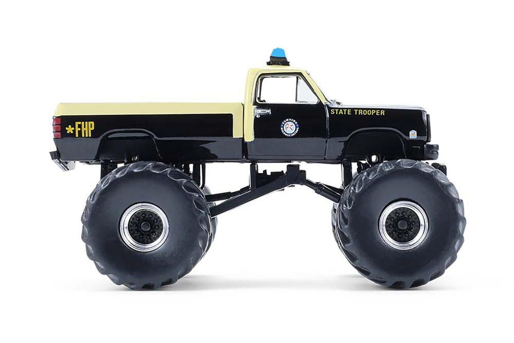 1983 Dodge Ram W350 Monster Truck "Florida Highway Patrol", Black/Cream - Greenlight 49170C/48 - 1/64 Scale Diecast Model Toy Car