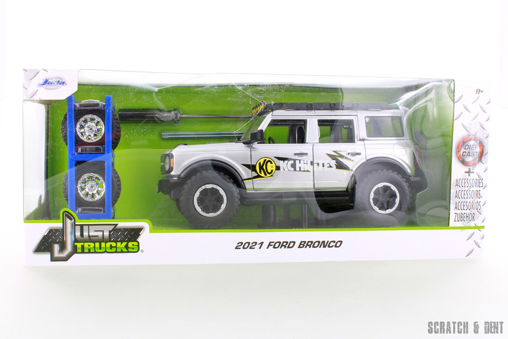 2021 Ford Bronco with Extra Wheels, Gray Metallic - Jada Toys R-23880 - 1/24 scale Diecast Car