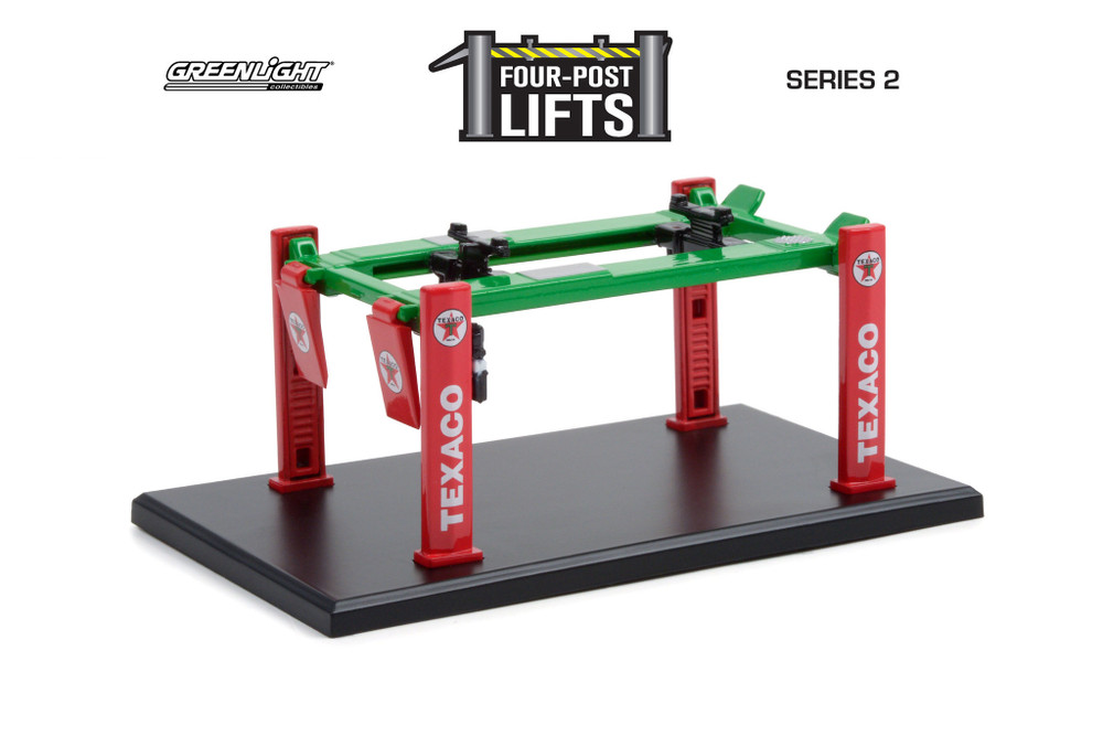 2 Lift Bundle: Four-Post Lift - Shell Oil / Texaco - Greenlight R-23919 - 1/64 Diecast Accessory
