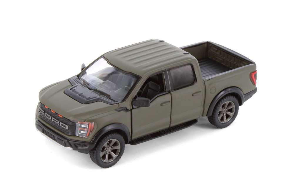 2022 Ford F-150 Raptor Pickup Truck, Green - Kinsmart 5436DM - 1/46 Scale Diecast Model Toy Car