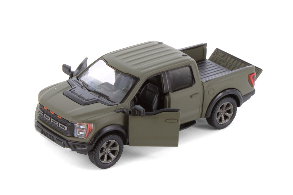 2022 Ford F-150 Raptor Pickup Truck, Green - Kinsmart 5436DM - 1/46 Scale Diecast Model Toy Car