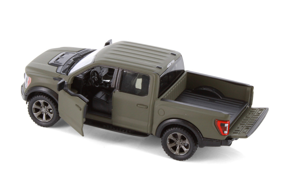 2022 Ford F-150 Raptor Pickup Truck, Green - Kinsmart 5436DM - 1/46 Scale Diecast Model Toy Car