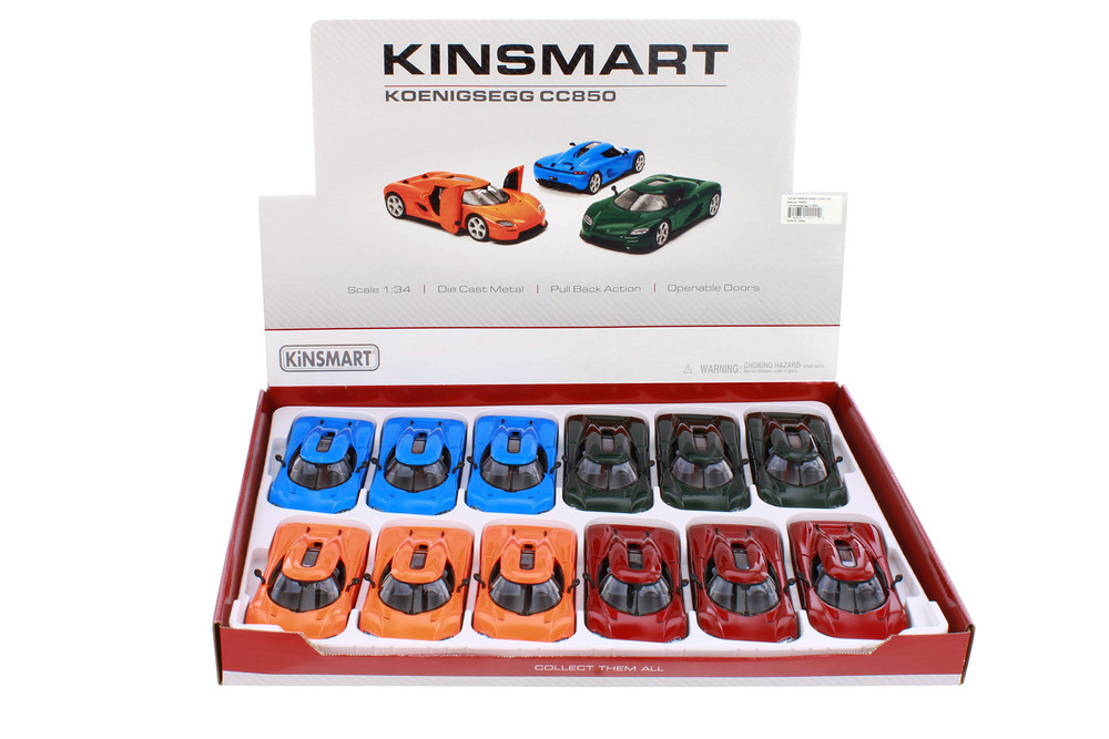 Box of 12 Koenigsegg CC850, Assortment - Kinsmart 5485D - 1/34 Scale Diecast Model Toy Cars