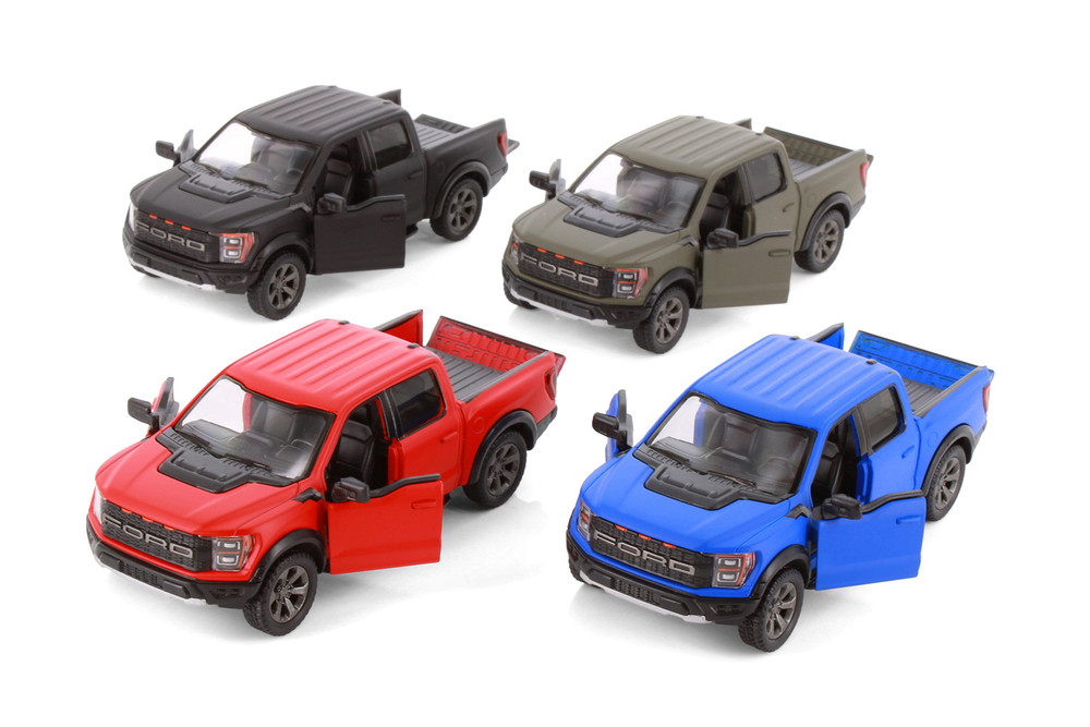 Box of 12 2022 Ford F-150 Raptor Pickup Truck, ASSTD - Kinsmart 5436DM - 1/46 Scale Diecast Model Toy Cars
