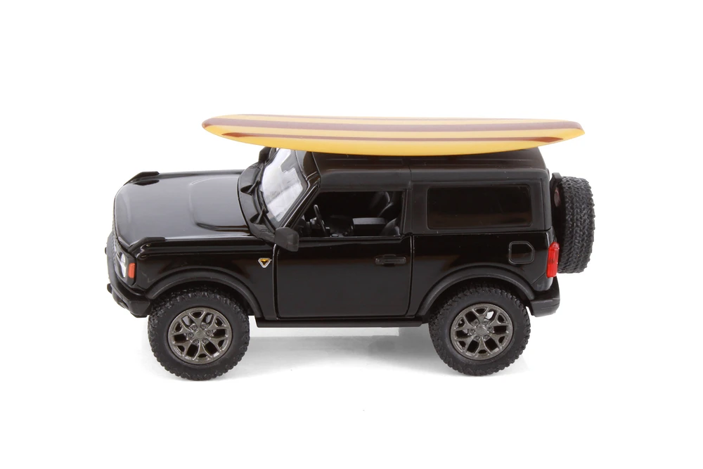 Box of 12 2022 Ford Bronco w/Surfboard, ASSTD - Kinsmart 5438DS1 - 1/34 Scale Diecast Model Toy Cars