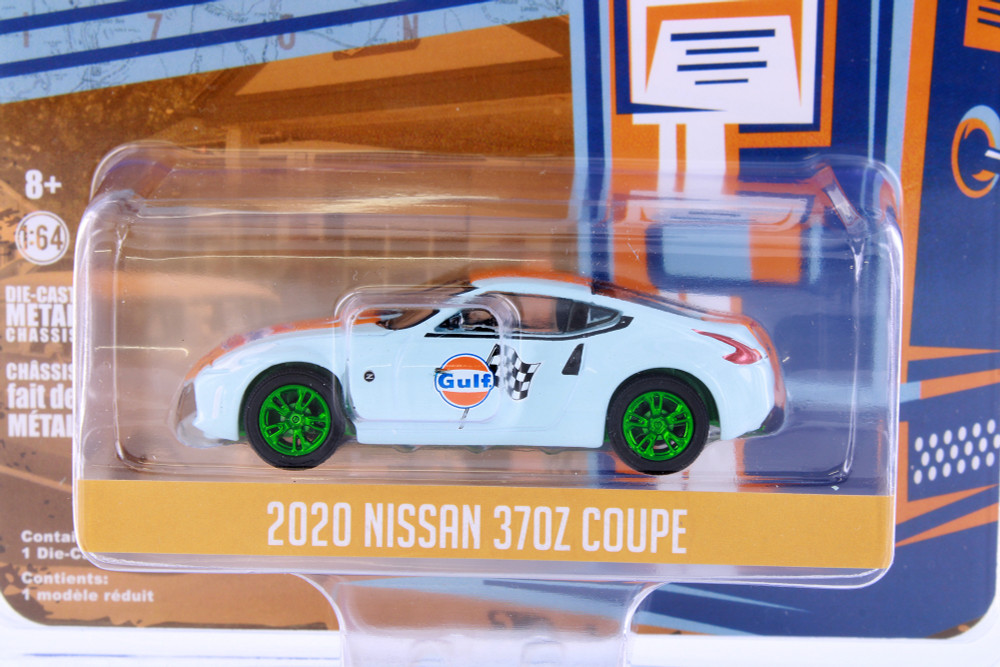 GREEN MACHINE 2020 Nissan 370Z Coupe, Gulf Oil - Greenlight 41110/48 - 1/64 scale Diecast Model Toy Car