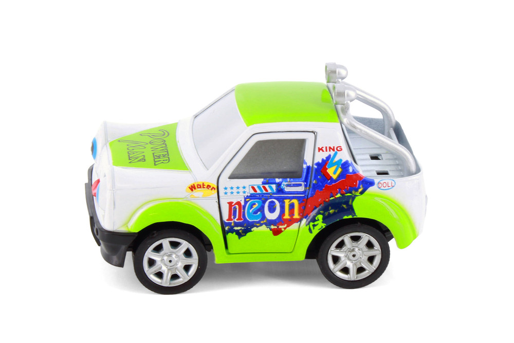 Cutie Cars w/Movable Eyes & Tongues - Power Man, Green - Showcasts 403/4D - 4" Scale Diecast Model Car