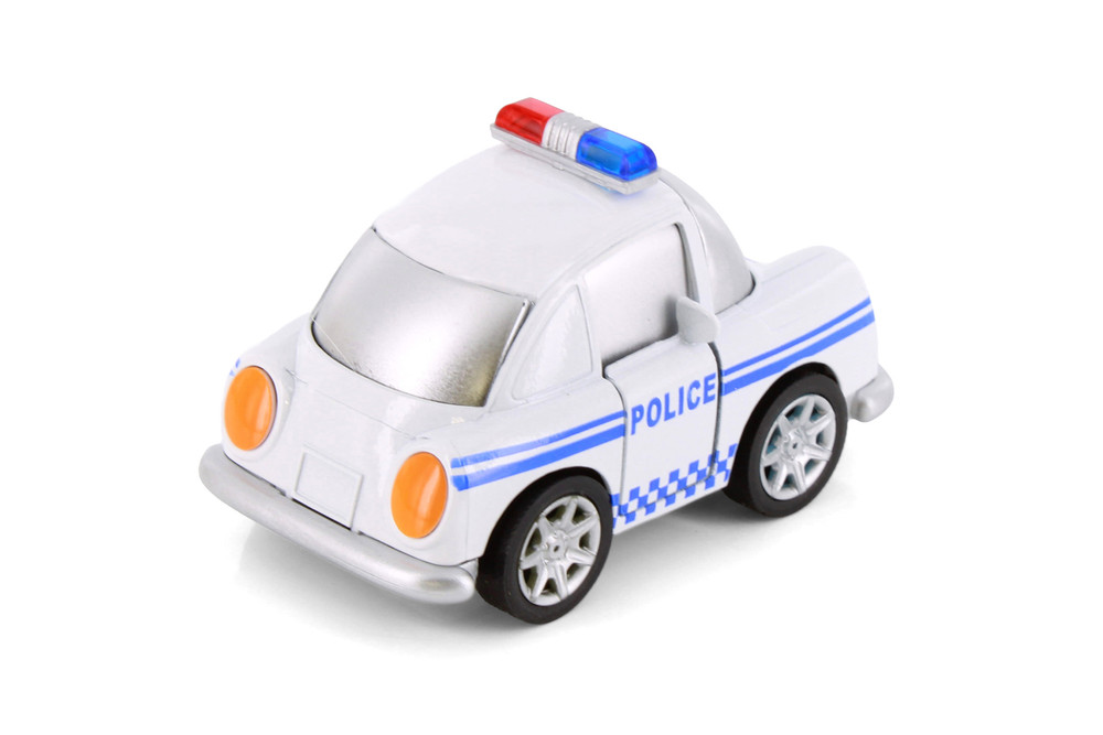 Cutie Cars w/Movable Eyes & Tongues - Police, White - Showcasts 403/4D - 4" Scale Diecast Model Car
