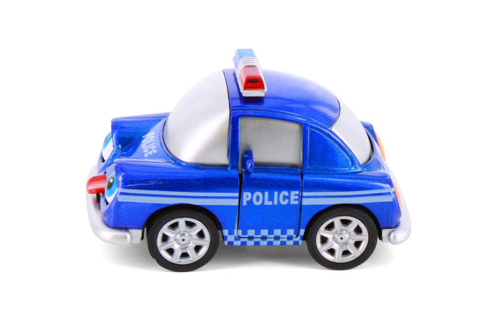 Cutie Cars w/Movable Eyes & Tongues - Police, Blue - Showcasts 403/4D - 4" Scale Diecast Model Car