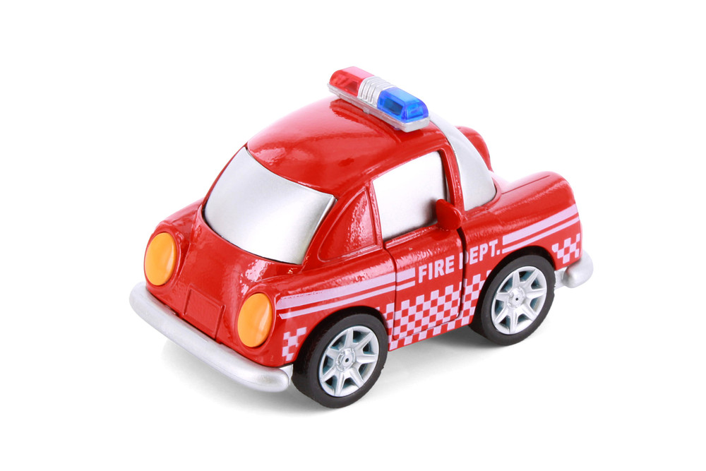 Cutie Cars w/Movable Eyes & Tongues - Fire Dept., Red - Showcasts 403/4D - 4" Scale Diecast Model Car