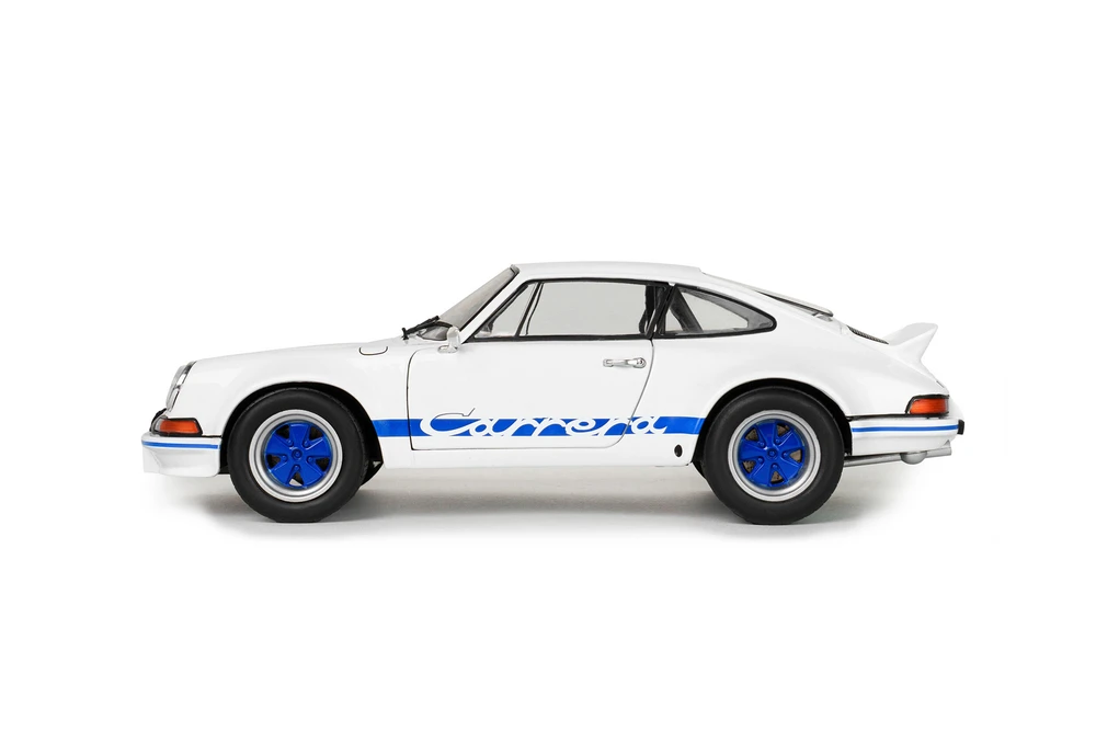 1973 Porsche 911 RSR Carrera Hardtop, White/Blue Stripes - Solido S1801119 - 1/18 Scale Diecast Model Toy Car