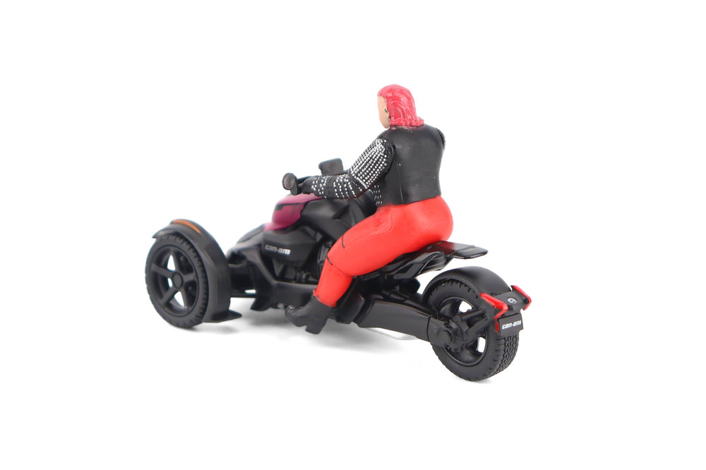 Can-Am Ryker 3-Wheel Motorcycle w/ Sitting Rider, Black/Pink Punk - Diecast Masters 60012 - 1/32 Scale Diecast Model Toy Bike