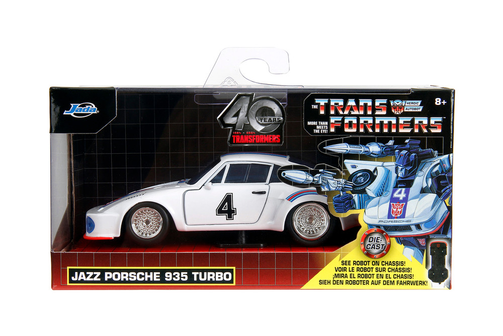 Transformers Porsche 935 Turbo #4 "Jazz", White - Jada Toys 34793 - 1/32 Scale Diecast Model Toy Car
