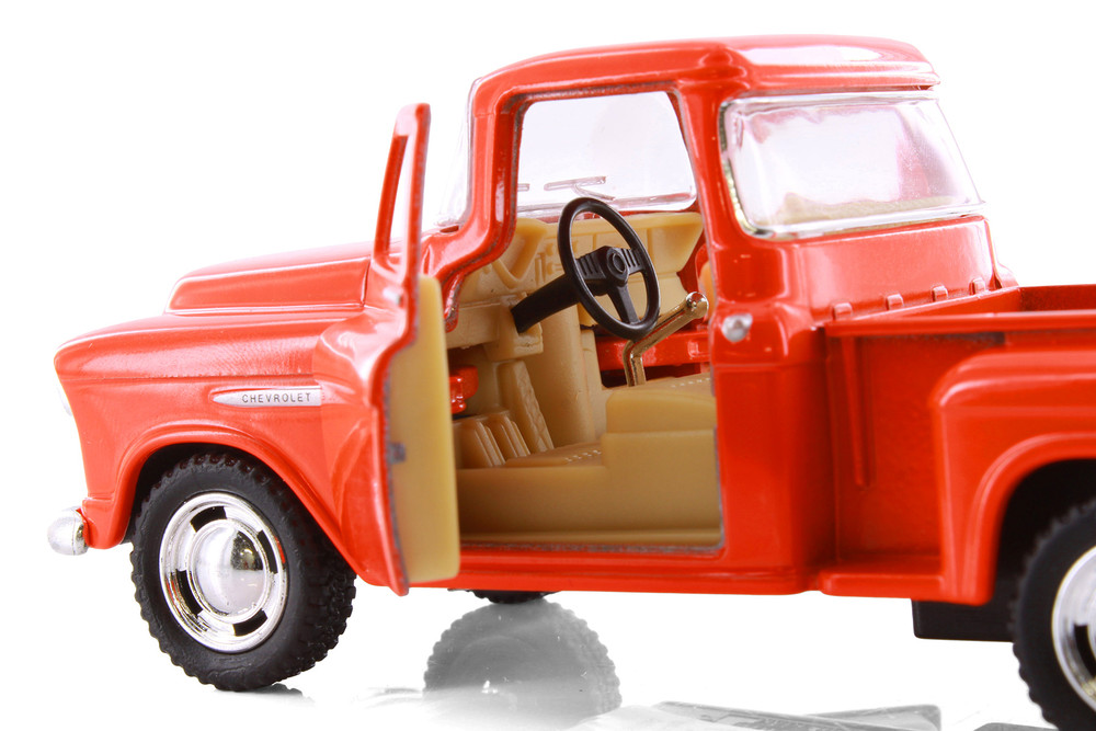 1955 Chevy Stepside Pickup, Orange - Kinsmart 5330D - 1/32 Scale Diecast Model Toy Car