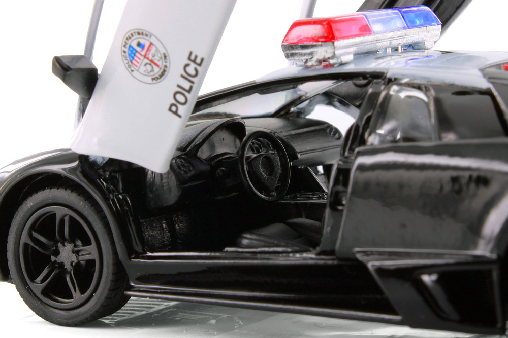 Box of 12 Lamborghini Murcielago LP640 Police, Black/White - Kinsmart 5317DP - 1/36 Scale Diecast Model Toy Cars