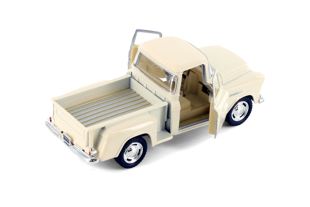 1955 Chevy Stepside Pickup, Ivory - Kinsmart 5330D - 1/32 Scale Diecast Model Toy Car