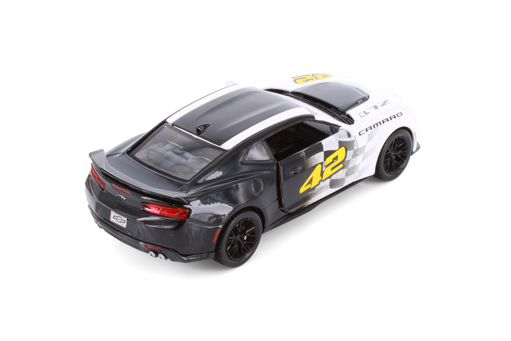 Box of 4 2017 Chevy Camaro ZL1 #42 "GT Racing", Black/White - Showcasts 73797D - 1/24 Scale Diecast Model Toy Car
