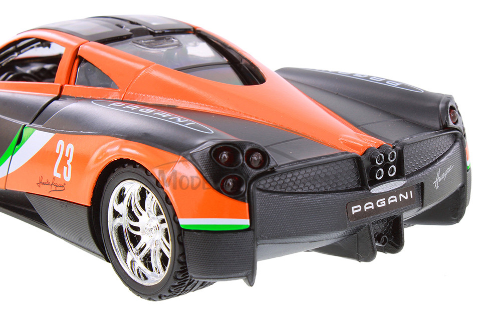 Box of 4 Pagani Huayra #23 "GT Racing", Orange/Black - Showcasts® 73798D - 1/24 Scale Diecast Model Toy Cars