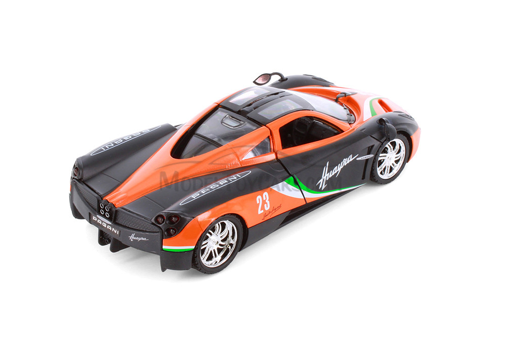 Box of 4 Pagani Huayra #23 "GT Racing", Orange/Black - Showcasts® 73798D - 1/24 Scale Diecast Model Toy Cars