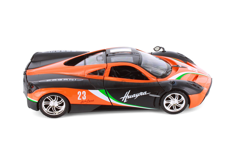 Box of 4 Pagani Huayra #23 "GT Racing", Orange/Black - Showcasts® 73798D - 1/24 Scale Diecast Model Toy Cars