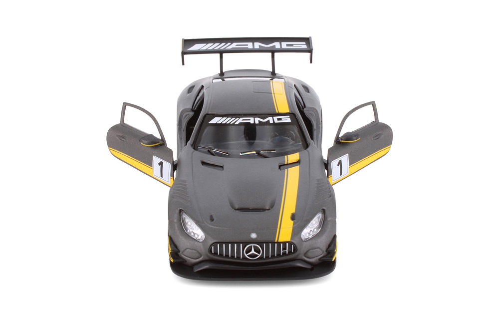 Box of 4 Mercedes-Benz AMG #1 "GT Racing", Matte Gray - Showcasts 73784D - 1/24 Scale Diecast Model Toy Cars