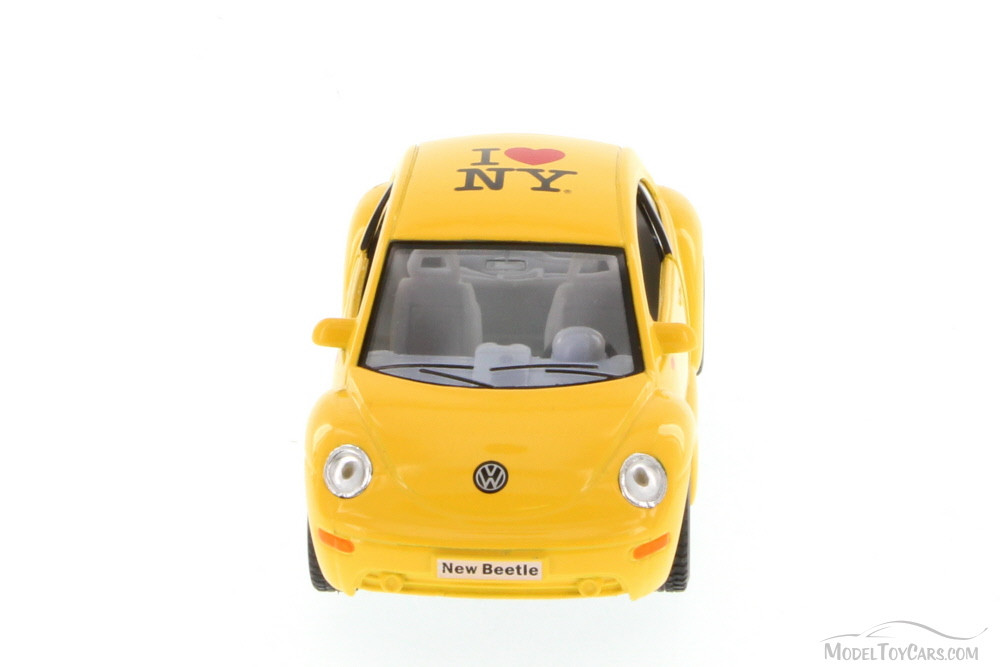 I Love New York Volkswagen New Beetle Hard Top, Yellow - Kinsmart 5028W-ILNY - 1/32 Diecast Car