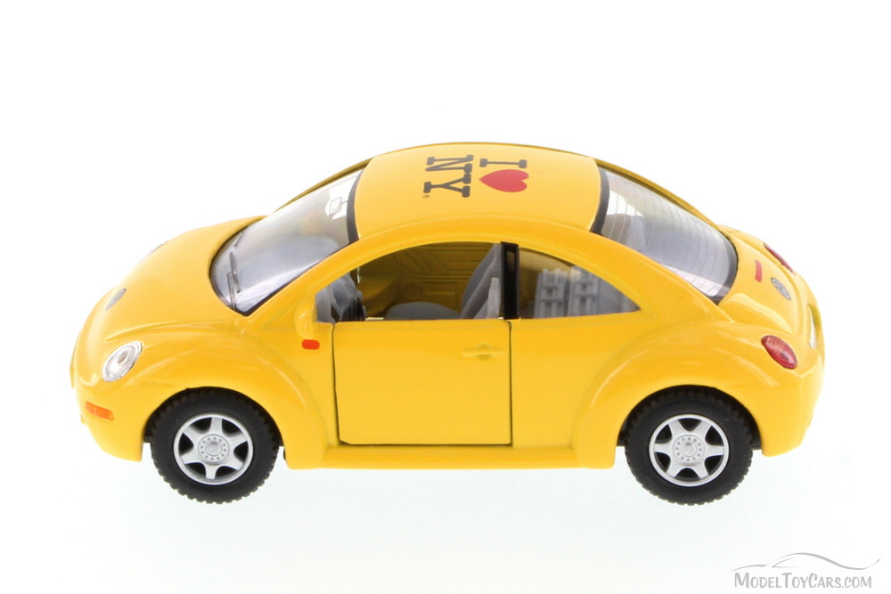 I Love New York Volkswagen New Beetle Hard Top, Yellow - Kinsmart 5028W-ILNY - 1/32 Diecast Car