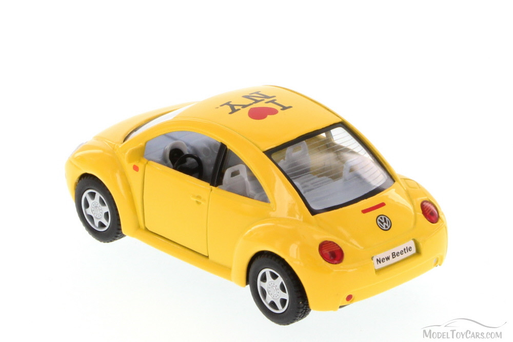 I Love New York Volkswagen New Beetle Hard Top, Yellow - Kinsmart 5028W-ILNY - 1/32 Diecast Car