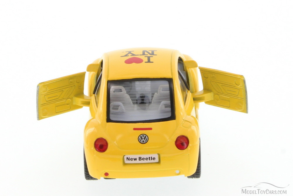 I Love New York Volkswagen New Beetle Hard Top, Yellow - Kinsmart 5028W-ILNY - 1/32 Diecast Car