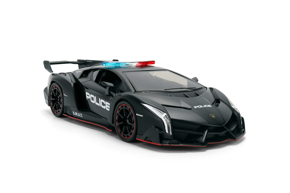 Lamborghini Veneno "Police", Matte Black - Jada Toys 37756 - 1/24 Scale Diecast Model Toy Car