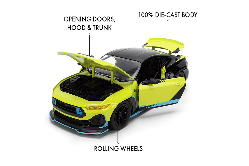 2026 Ford Mustang RTR Spec 5-D, Lime Green/Black - Jada Toys 36621 - 1/24 Scale Diecast Model Toy Car