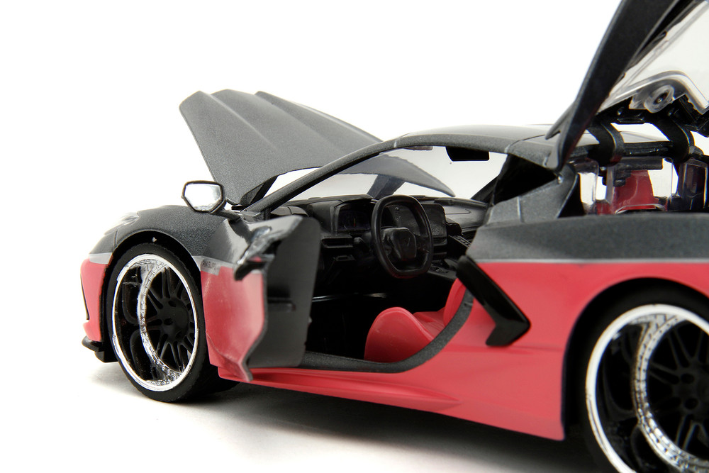 3-Pack 2020 Chevy Corvette Stingray w/Display Base, Metallic Gray /Pink - Jada Toys R-23924 - 1/24 Scale Car