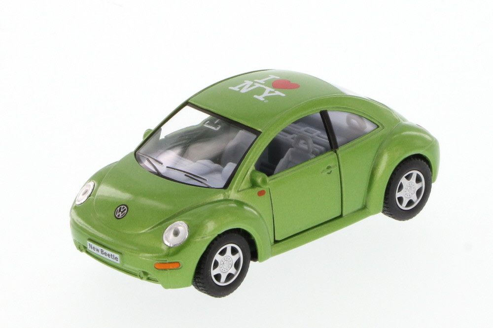 I Love NY Volkswagen New Beetle Hard Top, Green - Kinsmart 5028W-ILNY - 1/32 Scale Diecast Car