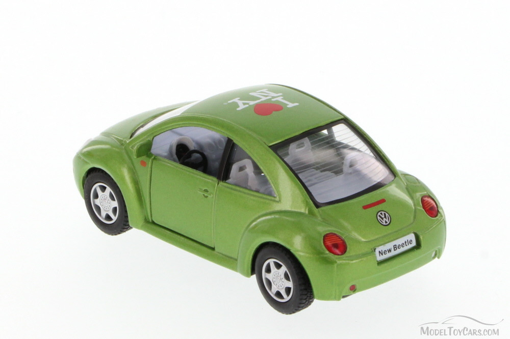 I Love NY Volkswagen New Beetle Hard Top, Green - Kinsmart 5028W-ILNY - 1/32 Scale Diecast Car