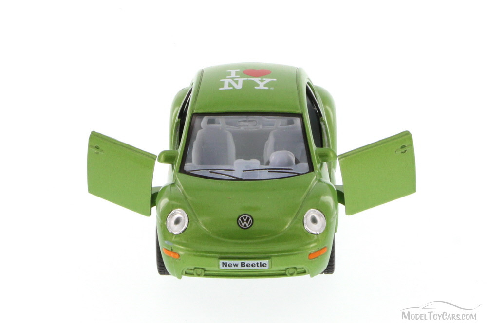 I Love NY Volkswagen New Beetle Hard Top, Green - Kinsmart 5028W-ILNY - 1/32 Scale Diecast Car