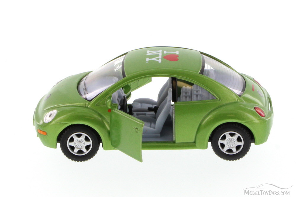 I Love NY Volkswagen New Beetle Hard Top, Green - Kinsmart 5028W-ILNY - 1/32 Scale Diecast Car