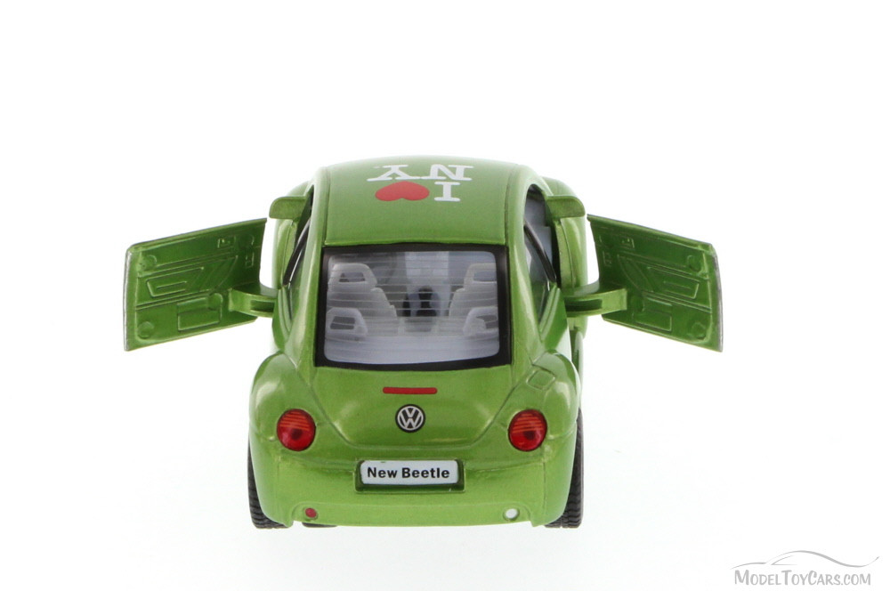 I Love NY Volkswagen New Beetle Hard Top, Green - Kinsmart 5028W-ILNY - 1/32 Scale Diecast Car