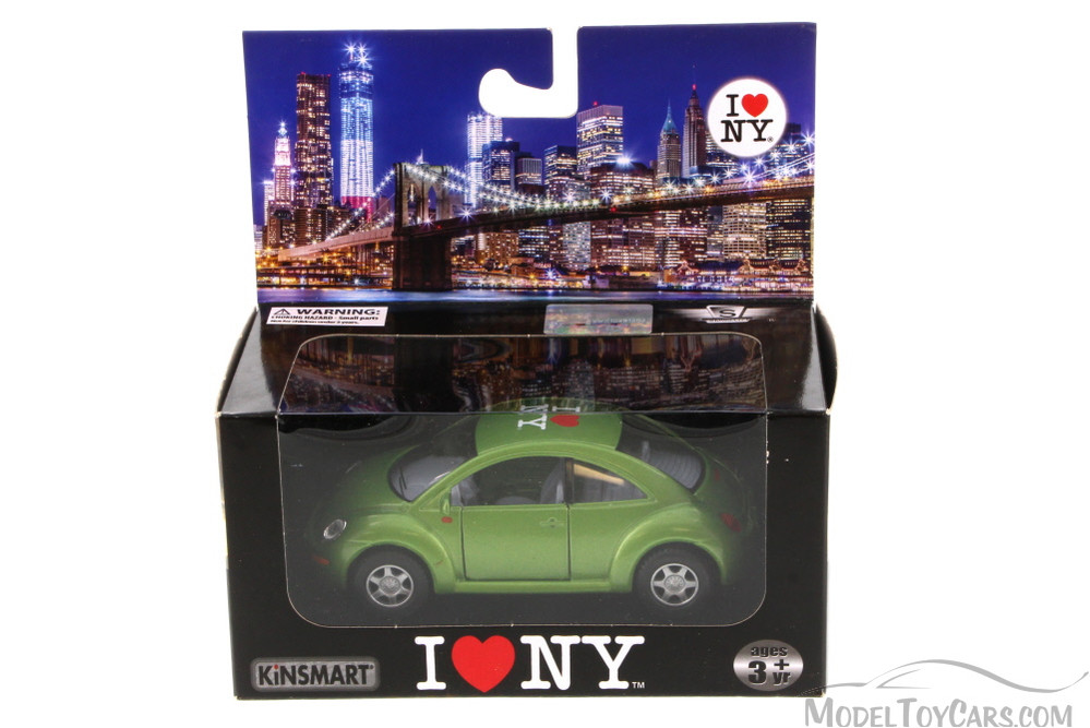 I Love NY Volkswagen New Beetle Hard Top, Green - Kinsmart 5028W