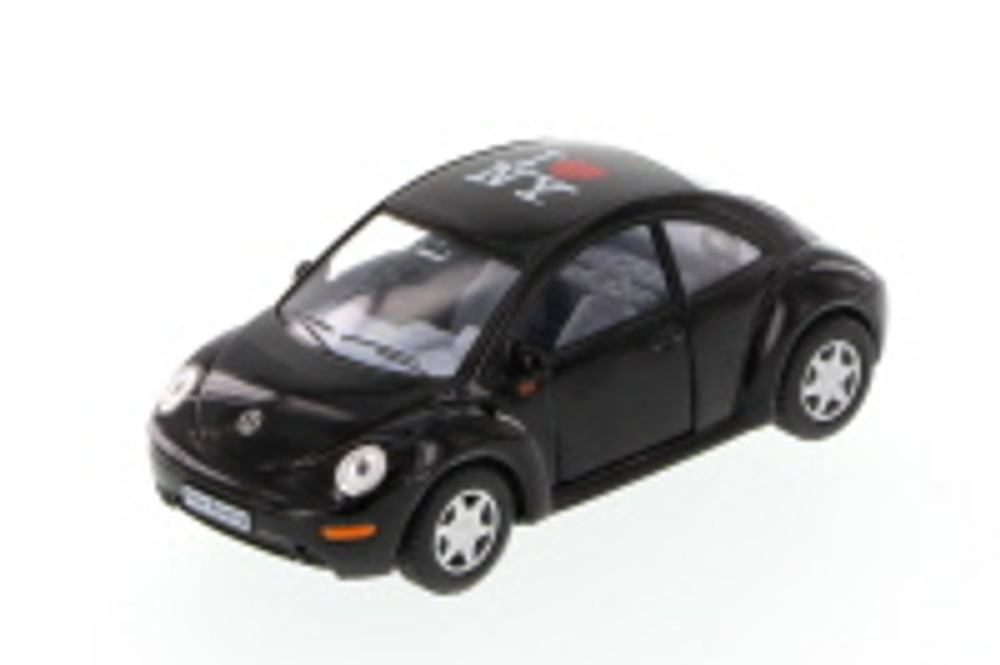 I Love NY Volkswagen New Beetle Hard Top, Black - Kinsmart 5028W-ILNY - 1/32 Scale Diecast Car