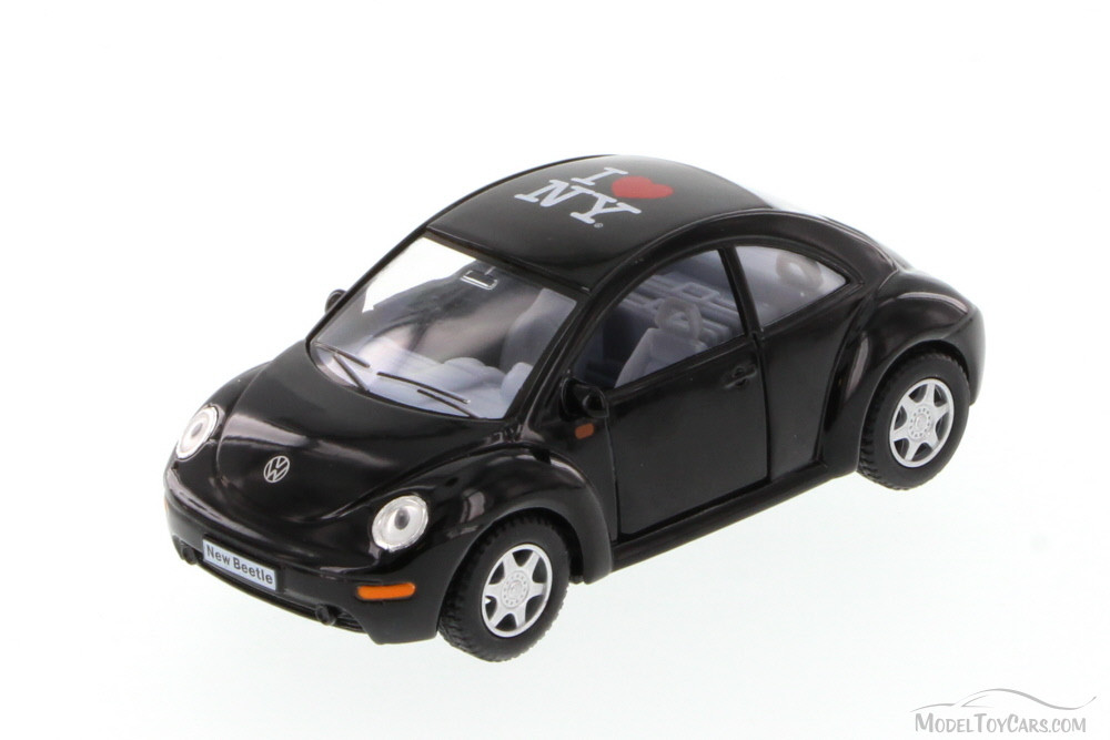 I Love NY Volkswagen New Beetle Hard Top, Black - Kinsmart 5028W-ILNY - 1/32 Scale Diecast Car