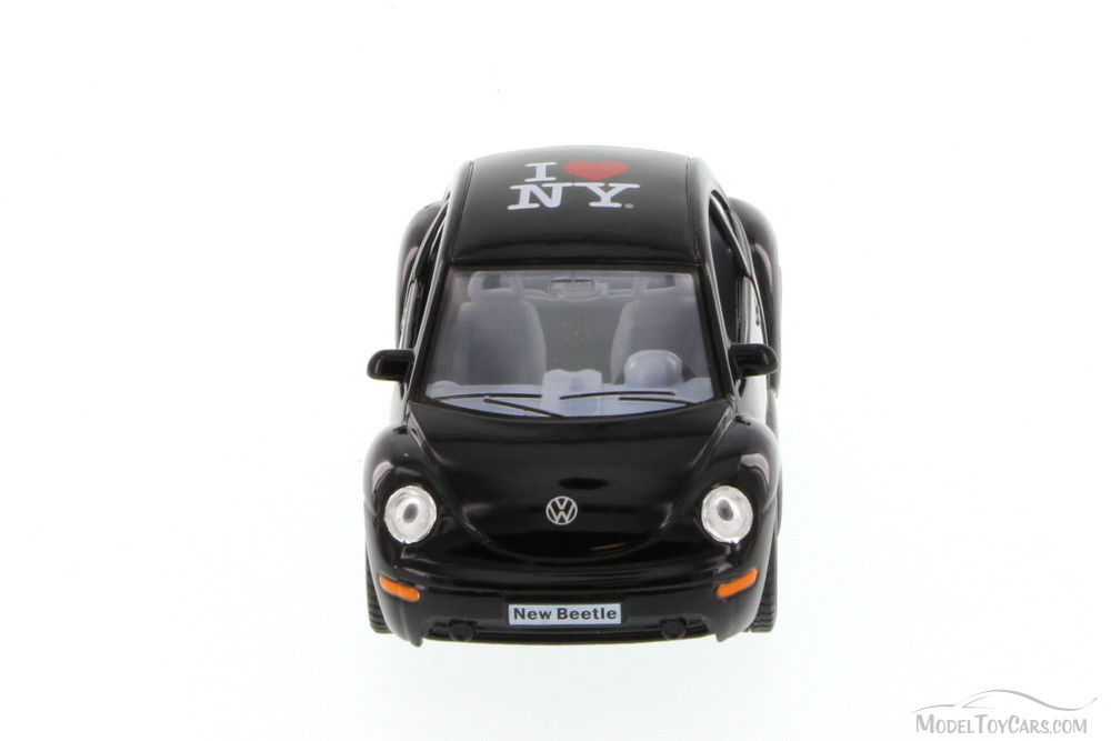 I Love NY Volkswagen New Beetle Hard Top, Black - Kinsmart 5028W-ILNY - 1/32 Scale Diecast Car