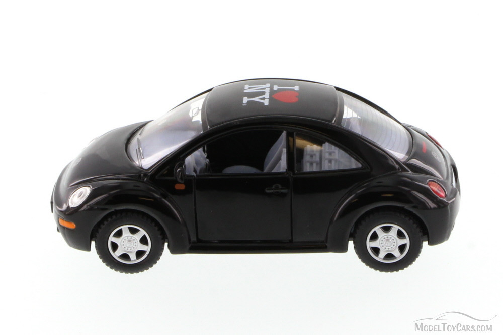 I Love NY Volkswagen New Beetle Hard Top, Black - Kinsmart 5028W-ILNY - 1/32 Scale Diecast Car