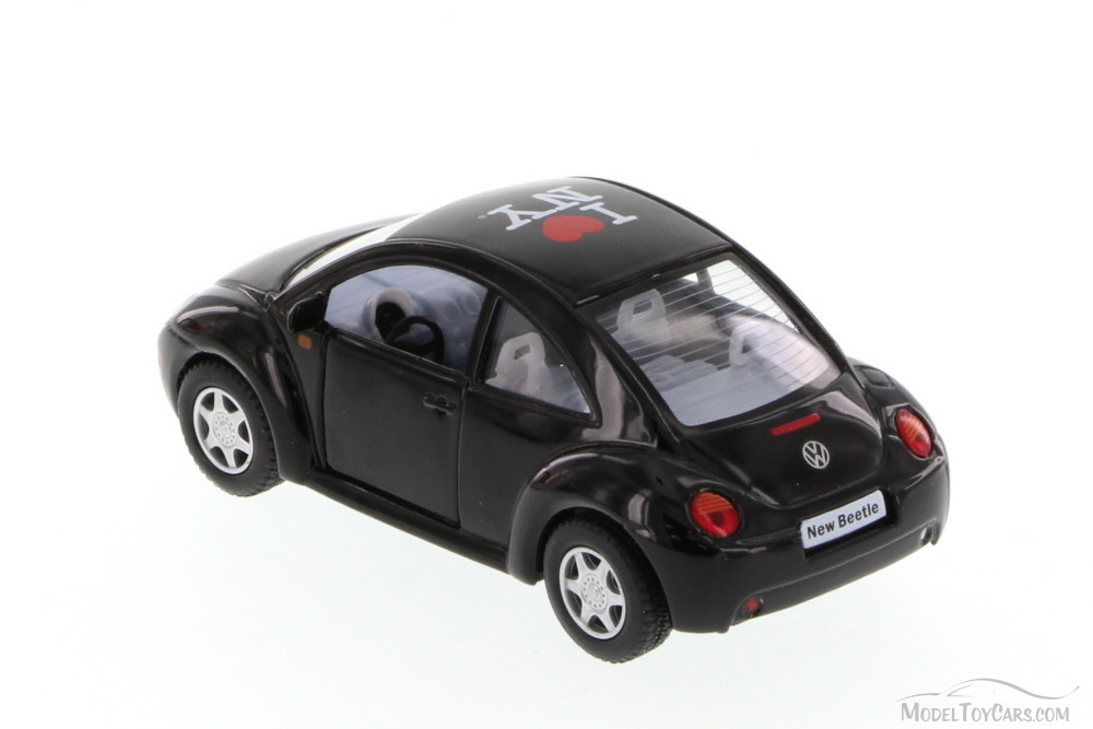 I Love NY Volkswagen New Beetle Hard Top, Black - Kinsmart 5028W-ILNY - 1/32 Scale Diecast Car