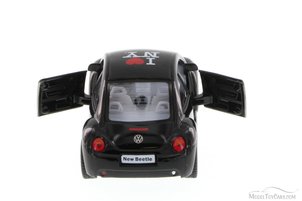 I Love NY Volkswagen New Beetle Hard Top, Black - Kinsmart 5028W-ILNY - 1/32 Scale Diecast Car