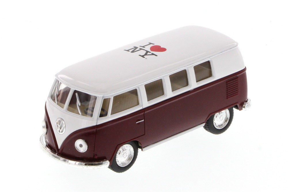 1962 Volkswagen Classic Bus, Burgundy - Kinsmart 5060W-ILNY - 1/32 Scale Diecast Model Toy Car