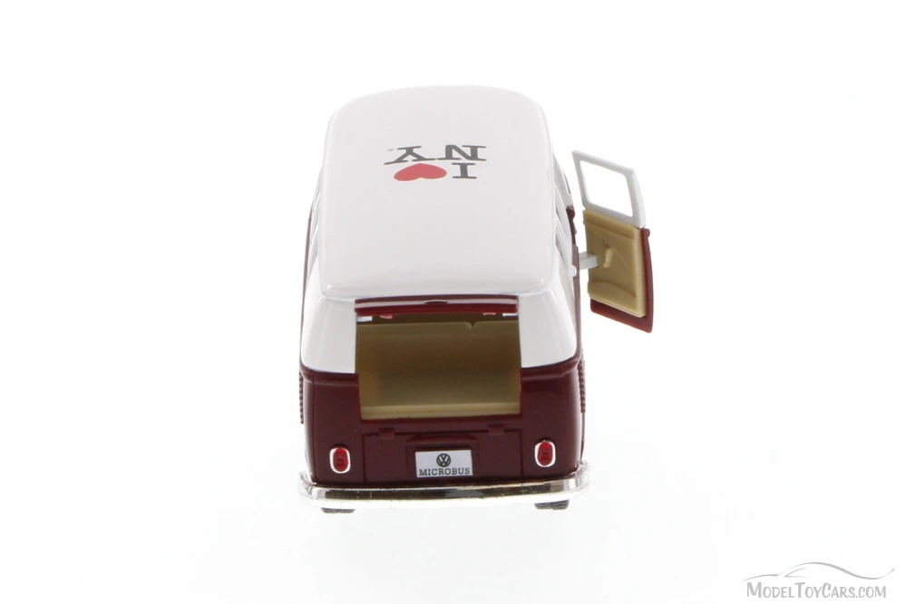 1962 Volkswagen Classic Bus, Burgundy - Kinsmart 5060W-ILNY - 1/32 Scale Diecast Model Toy Car